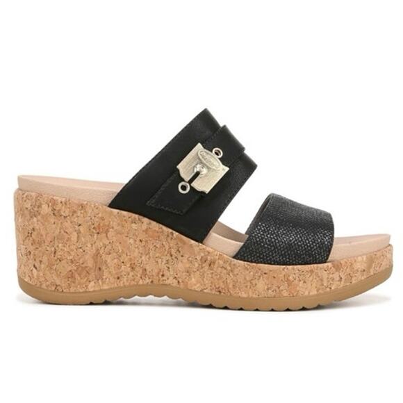 Dr. Scholl’s Cali Vibe Black Cork Wedge Sandals Women’s Size 8.5 Summer Style - Picture 4 of 16